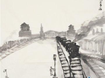 仲泊游水墨寻影《北京旧迹》百辑之前门火车站